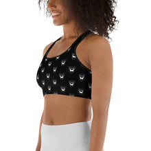 Load image into Gallery viewer, Black Logo Print Sports bra