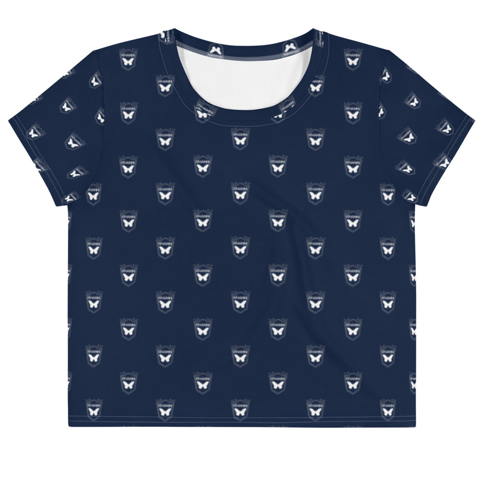 Navy Logo Print Crop