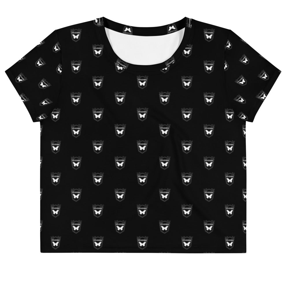 Black Logo Print Crop